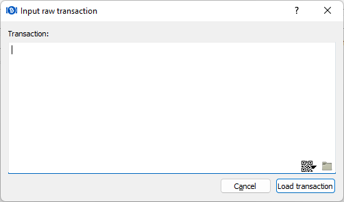 Electron Cash Load Transaction From Text dialog