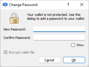Electron Cash Change Password dialog